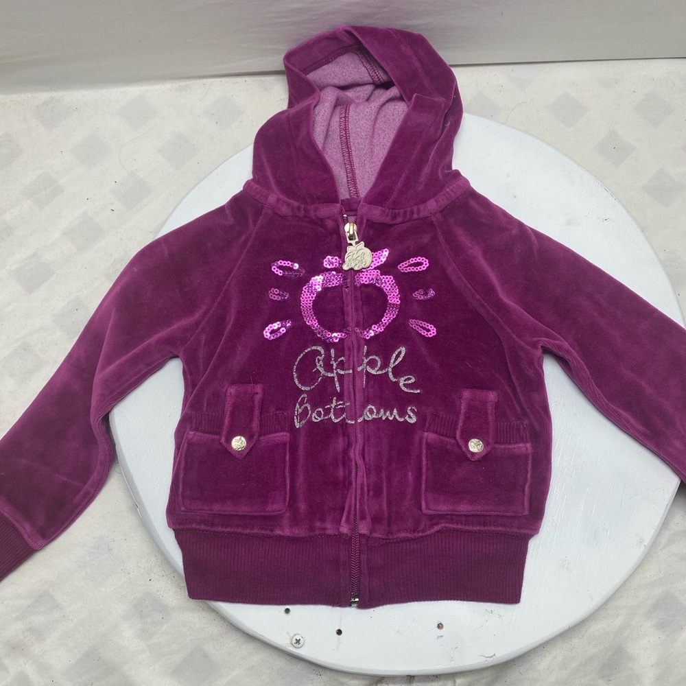 Vintage APPLE BOTTOMS Baby Girls Full Zip Hoodie Sweatshirt Y2K